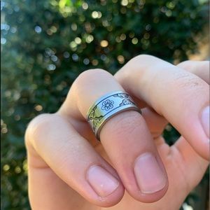 Vintage handmade stainless steal floral spoon ring
